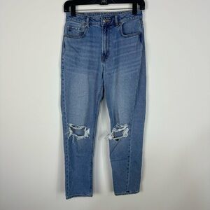American Eagle Mom Jeans Size 4 Distressed Zipper Fly denim high rise